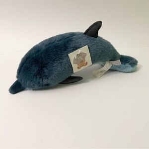 Vintage 1986 Gund Brand Blue Bottle Nosed Dolphin Stuffed Animal Plush